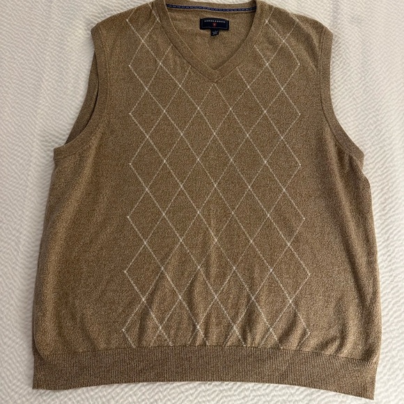 Saddlebred V-Neck Sweater Vest in Tan - Picture 1 of 5